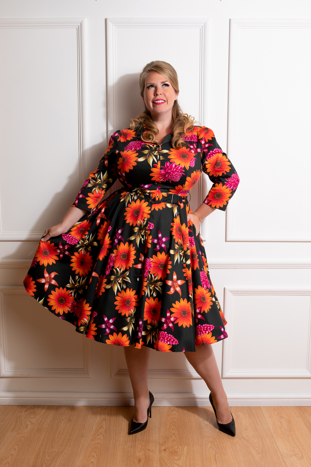 Kylie Green Polka Dot Swing Dress in Plus Size